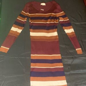 Long Sleeve striped sweater dress size 2X Multicolored